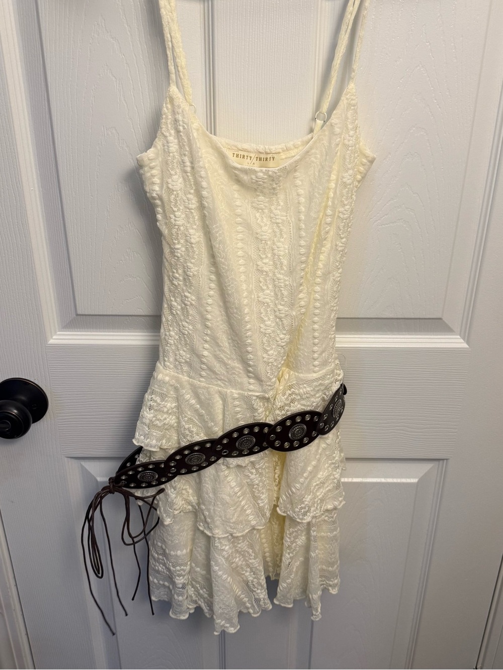 Thirty Thirty LA Ivory Textured Ruffle Mini Dress